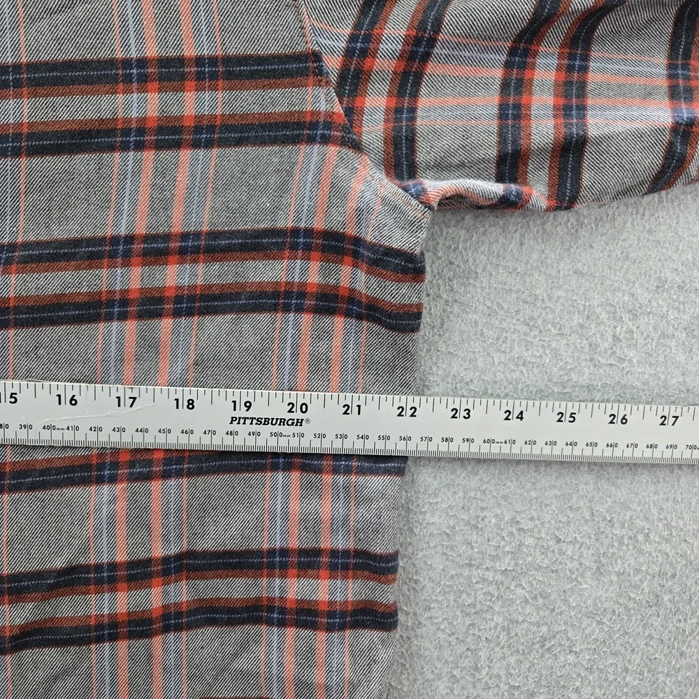 The North Face Men Button Up Shirt L/G Gray Plaid Brush Flannel Long Sleeve